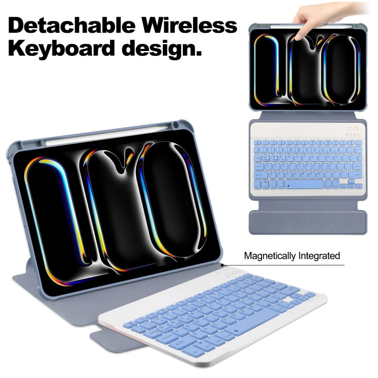 For iPad Pro 11 2024 Transparent Rotation Smart Leather Tablet Case with Keyboard(Lavender)