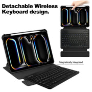 For iPad Pro 13 2024 Transparent Rotation Smart Leather Tablet Case with Keyboard(Black)