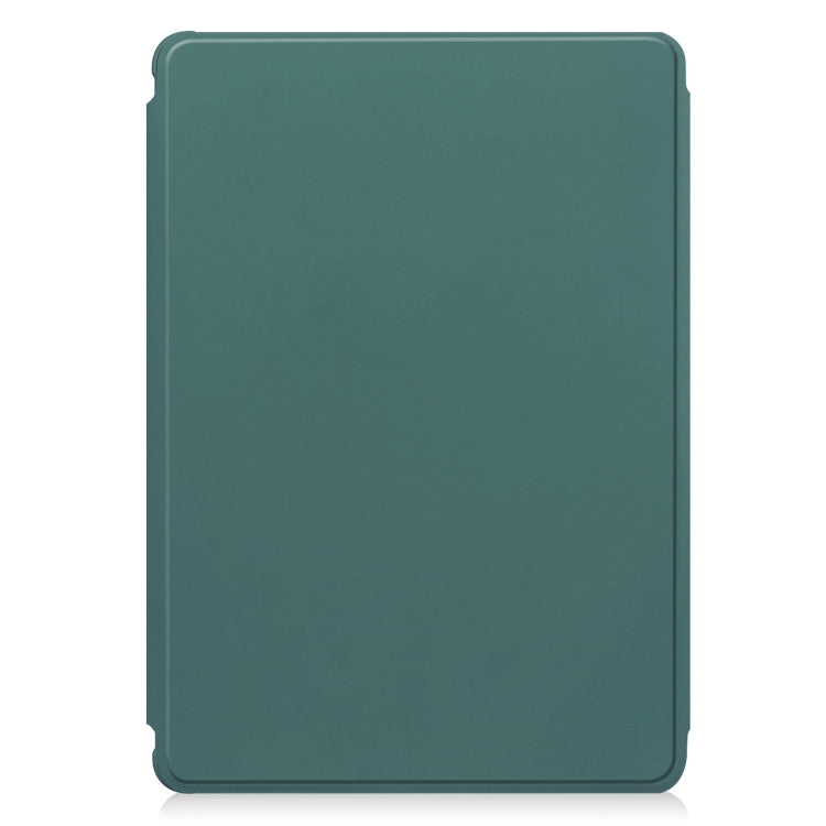 For iPad Pro 13 2024 Transparent Rotation Smart Leather Tablet Case with Keyboard(Dark Green)