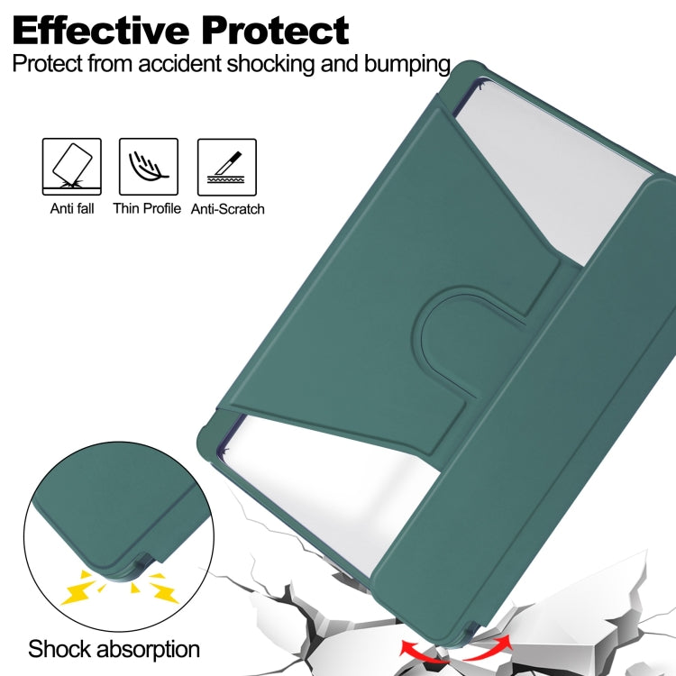 For iPad Pro 13 2024 Transparent Rotation Smart Leather Tablet Case with Keyboard(Dark Green)