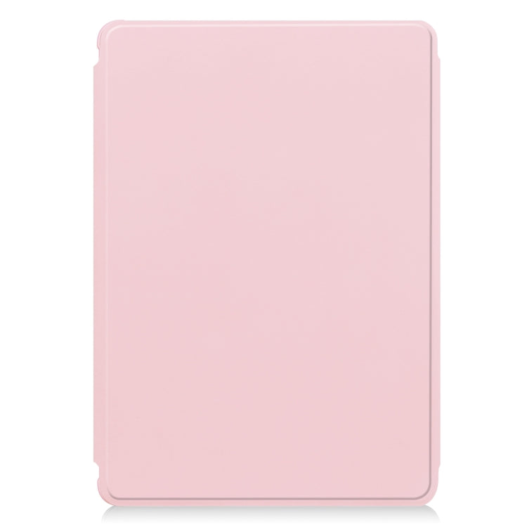 For iPad Pro 13 2024 Transparent Rotation Smart Leather Tablet Case with Keyboard(Pink)