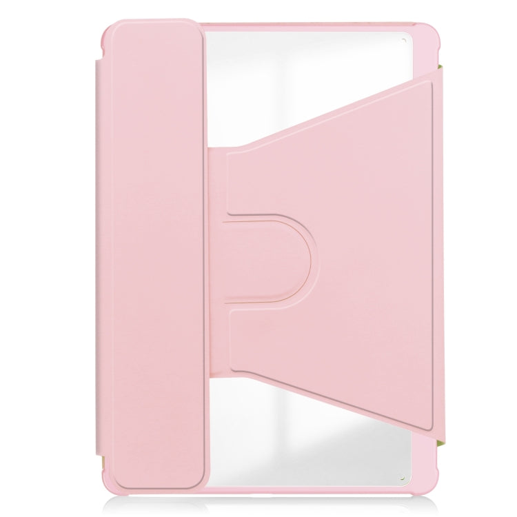 For iPad Pro 13 2024 Transparent Rotation Smart Leather Tablet Case with Keyboard(Pink)