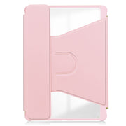 For iPad Pro 13 2024 Transparent Rotation Smart Leather Tablet Case with Keyboard(Pink)