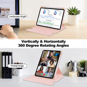 For iPad Pro 13 2024 Transparent Rotation Smart Leather Tablet Case with Keyboard(Pink)