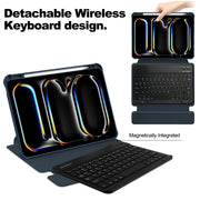 For iPad Pro 13 2024 Transparent Rotation Smart Leather Tablet Case with Keyboard(Dark Blue)