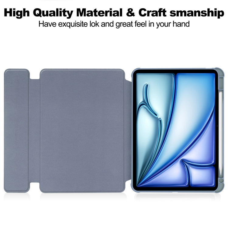 For iPad Air 13 2024 Transparent Rotation Smart Leather Tablet Case with Keyboard(Lavender)