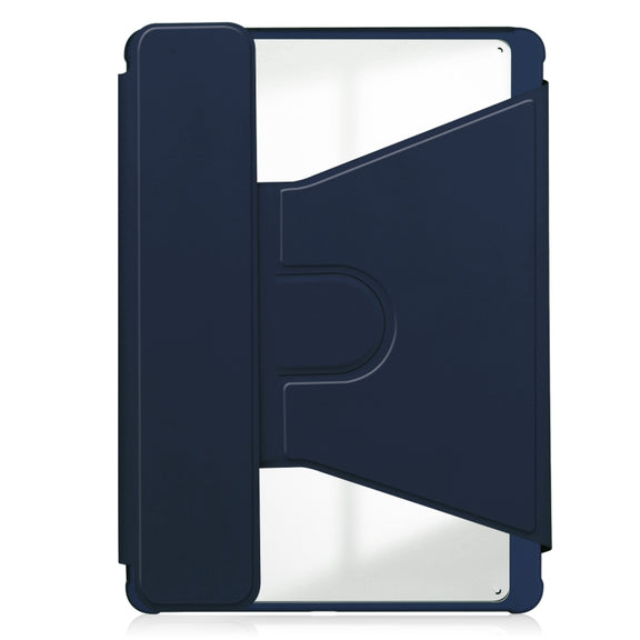 For iPad Air 13 2024 Transparent Rotation Smart Leather Tablet Case with Keyboard(Dark Blue)