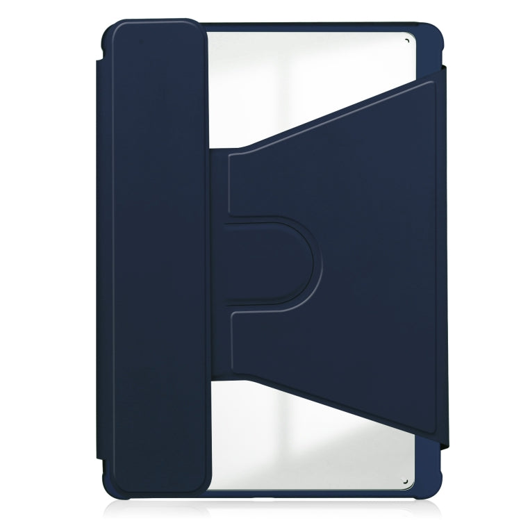 For iPad Air 13 2024 Transparent Rotation Smart Leather Tablet Case with Keyboard(Dark Blue)