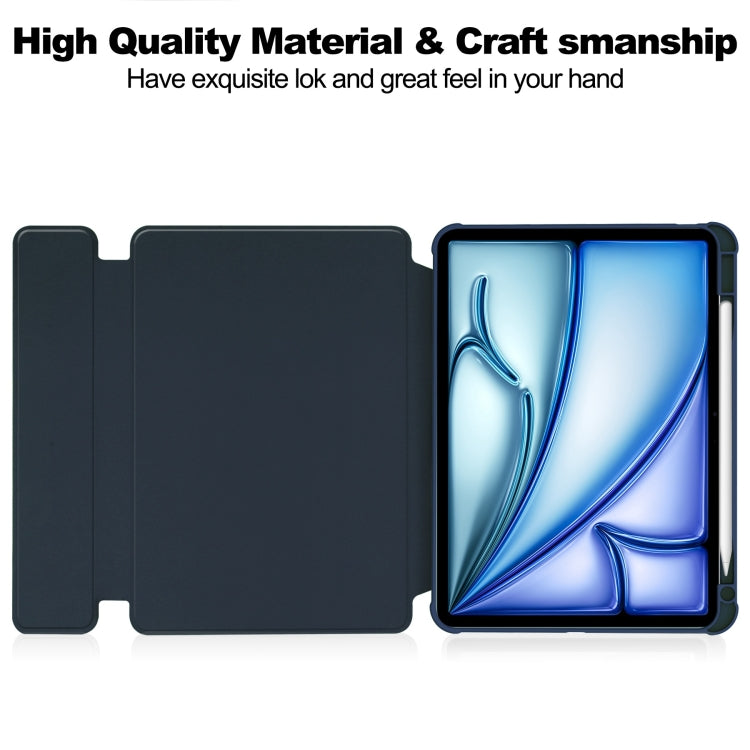 For iPad Air 13 2024 Transparent Rotation Smart Leather Tablet Case with Keyboard(Dark Blue)