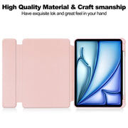 For iPad Air 11 2024 Transparent Rotation Smart Leather Tablet Case with Keyboard(Pink)