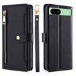 For Google Pixel 8a Sheep Texture Cross-body Zipper Wallet Leather Phone Case(Black) - Google Cases by PMC TechLife | Online Shopping South Africa | PMC TechLife | Buy Now Pay Later Mobicred