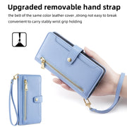 For Google Pixel 8a Sheep Texture Cross-body Zipper Wallet Leather Phone Case(Blue)