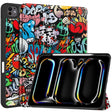 For iPad Pro 13 2024 Custer Painted 3-Fold Holder Smart Leather Tablet Case with Pen Tray(Graffiti) - iPad Pro 13 2024 Cases by PMC TechLife | Online Shopping South Africa | PMC TechLife | Buy Now Pay Later Mobicred