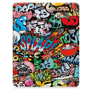 For iPad Pro 13 2024 Custer Painted 3-Fold Holder Smart Leather Tablet Case with Pen Tray(Graffiti)