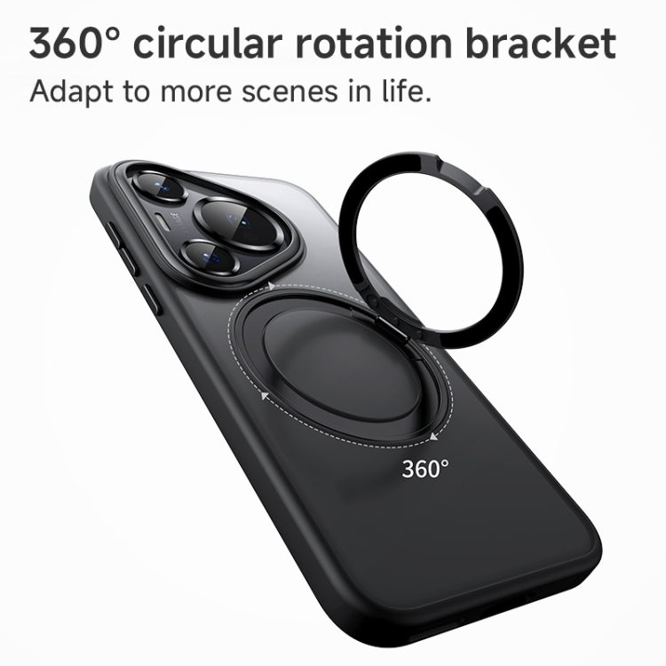 For Huawei Pura 70 Frosted 360 Rotating Holder Magnetic Full Coverage Shockproof Phone Case(Transparent)