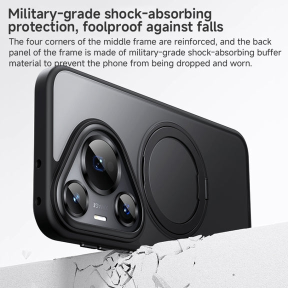For Huawei Pura 70 Ultra Frosted 360 Rotating Holder Magnetic Full Coverage Shockproof Phone Case(Black)