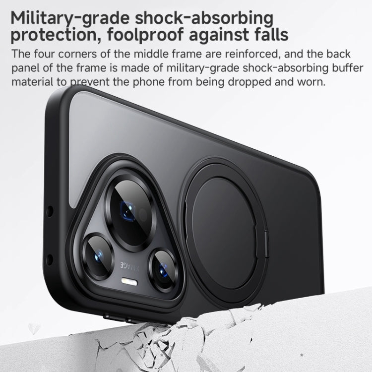 For Huawei Pura 70 Ultra Frosted 360 Rotating Holder Magnetic Full Coverage Shockproof Phone Case(Black)