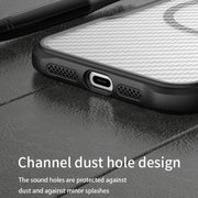 For iPhone 16 Carbon Fiber Texture MagSafe Translucent Phone Case(Blue)