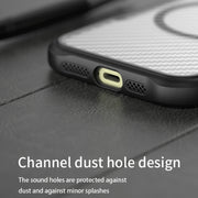 For iPhone 16 Pro Carbon Fiber Texture MagSafe Translucent Phone Case(Black)