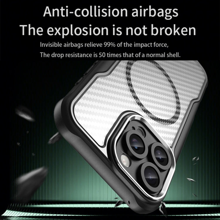 For iPhone 16 Pro Carbon Fiber Texture MagSafe Translucent Phone Case(Green)