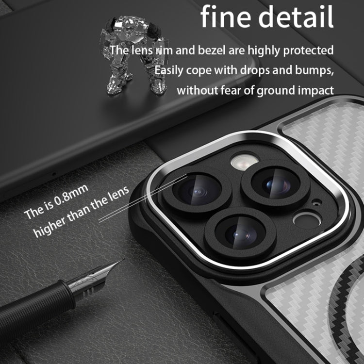 For iPhone 16 Pro Carbon Fiber Texture MagSafe Translucent Phone Case(Green)