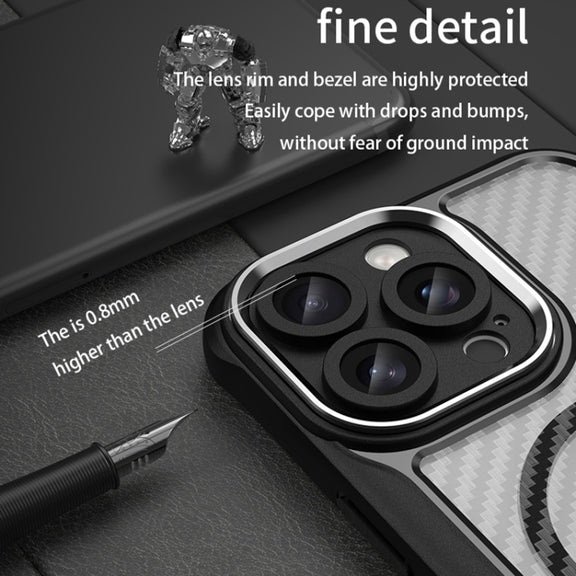 For iPhone 16 Pro Carbon Fiber Texture MagSafe Translucent Phone Case(Green)