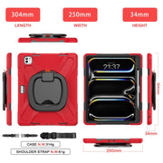 For iPad Pro 11 2024 Silicone Hybrid PC Tablet Case with Holder & Shoulder Strap(Red)
