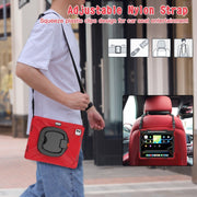 For iPad Pro 11 2024 Silicone Hybrid PC Tablet Case with Holder & Shoulder Strap(Red)