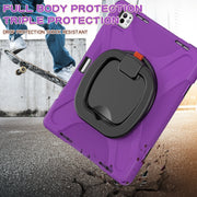 For iPad Pro 11 2024 Silicone Hybrid PC Tablet Case with Holder & Shoulder Strap(Purple)