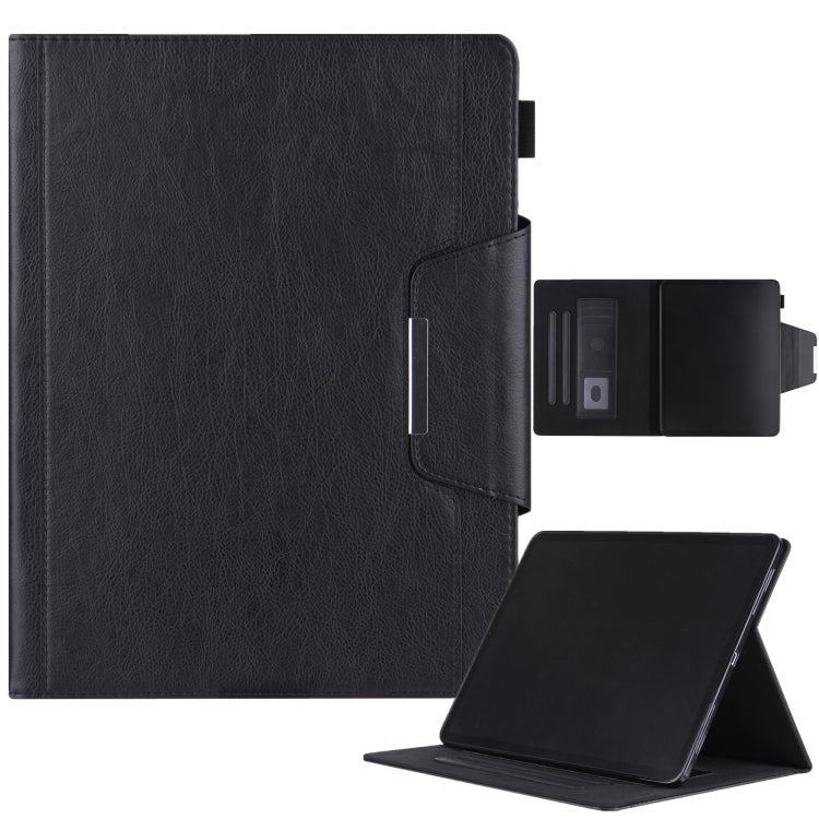 For iPad Pro 13 2024 Solid Color Metal Buckle Leather Smart Tablet Case(Black)