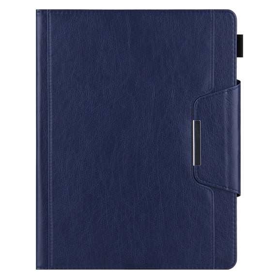 For iPad Pro 13 2024 Solid Color Metal Buckle Leather Smart Tablet Case(Royal Blue)