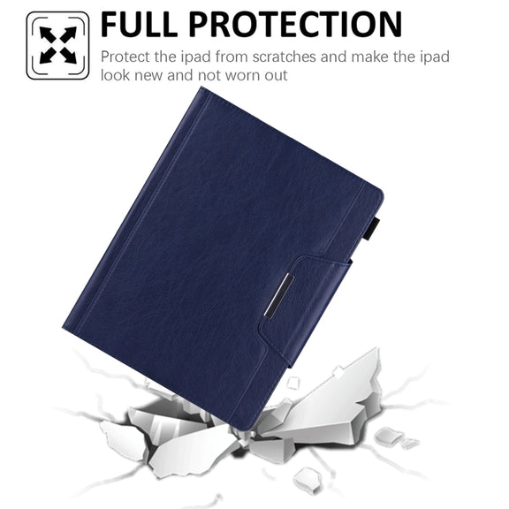 For iPad Pro 13 2024 Solid Color Metal Buckle Leather Smart Tablet Case(Royal Blue)