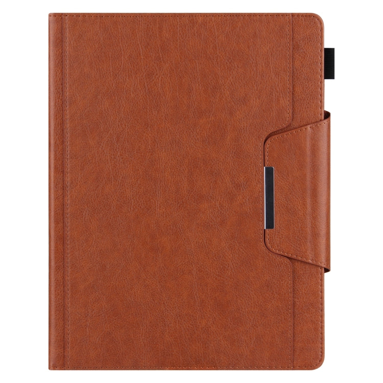 For iPad Pro 13 2024 Solid Color Metal Buckle Leather Smart Tablet Case(Brown)