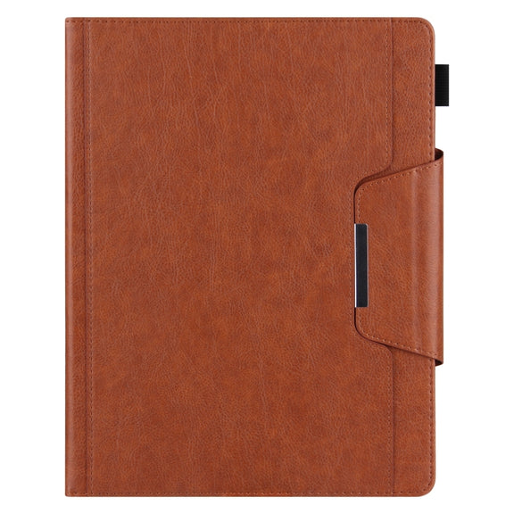 For iPad Pro 13 2024 Solid Color Metal Buckle Leather Smart Tablet Case(Brown)