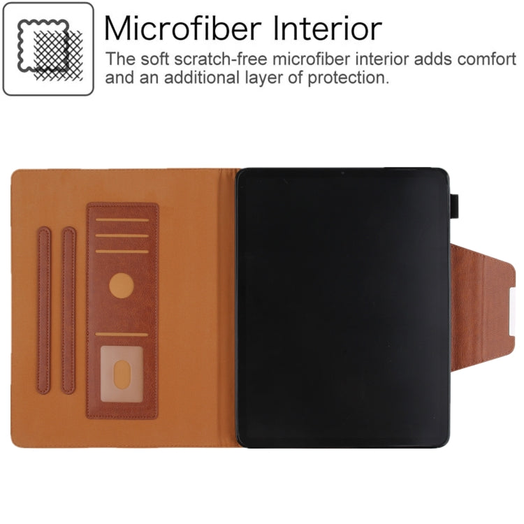 For iPad Pro 13 2024 Solid Color Metal Buckle Leather Smart Tablet Case(Brown)