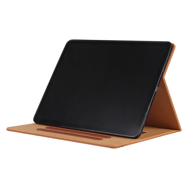 For iPad Pro 13 2024 Solid Color Metal Buckle Leather Smart Tablet Case(Brown)