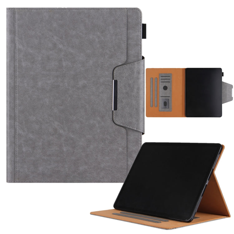 For iPad Pro 13 2024 Solid Color Metal Buckle Leather Smart Tablet Case(Grey)
