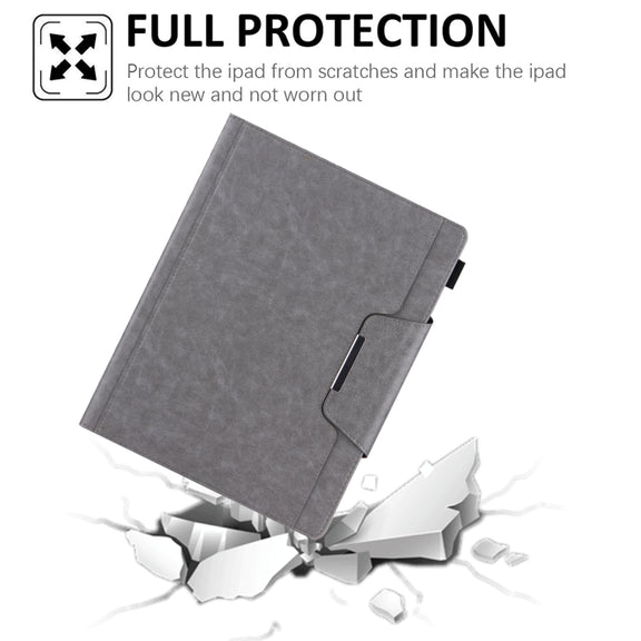 For iPad Pro 13 2024 Solid Color Metal Buckle Leather Smart Tablet Case(Grey)