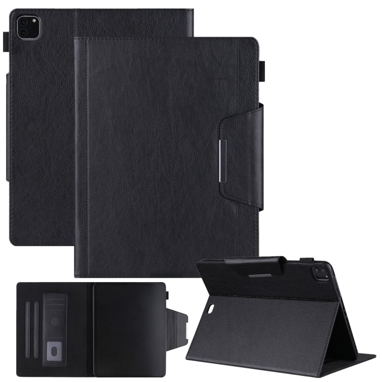 For iPad Pro 11 2024 Solid Color Metal Buckle Leather Smart Tablet Case(Black)