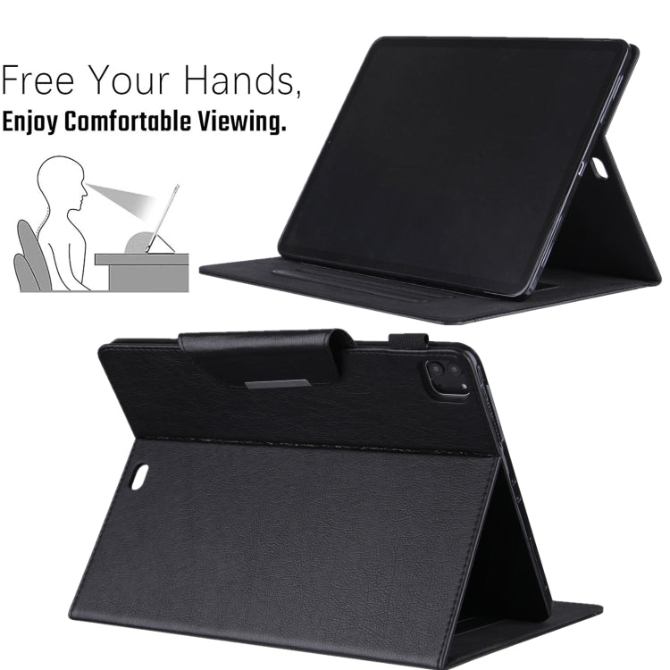 For iPad Pro 11 2024 Solid Color Metal Buckle Leather Smart Tablet Case(Black)