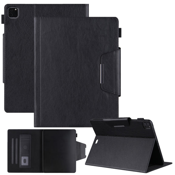 For iPad Pro 11 2024 Solid Color Metal Buckle Leather Smart Tablet Case(Black)