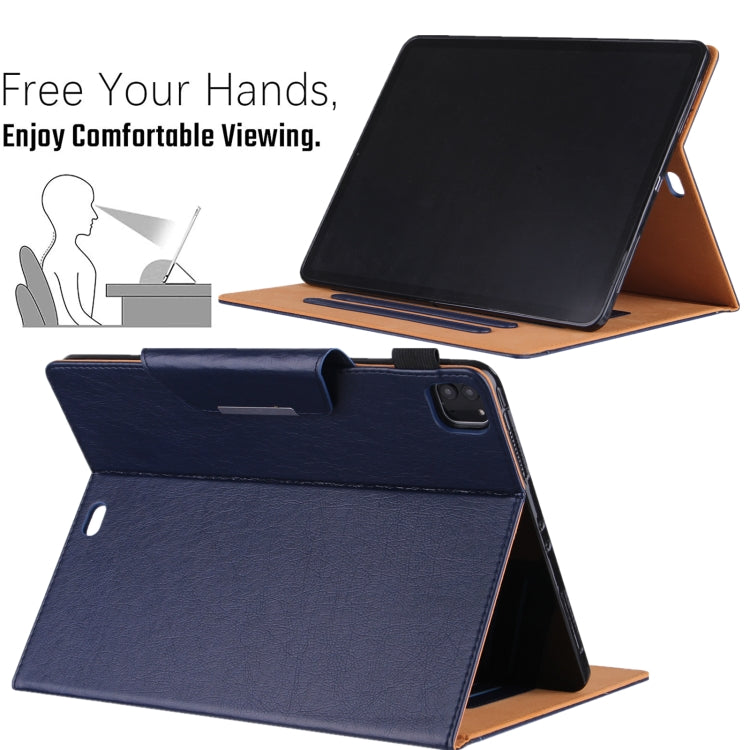 For iPad Pro 11 2024 Solid Color Metal Buckle Leather Smart Tablet Case(Royal Blue)
