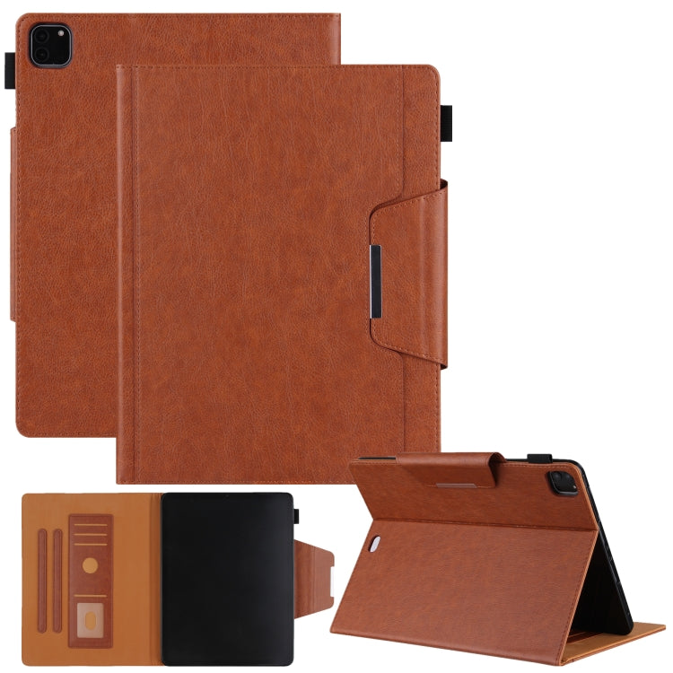 For iPad Pro 11 2024 Solid Color Metal Buckle Leather Smart Tablet Case(Brown)