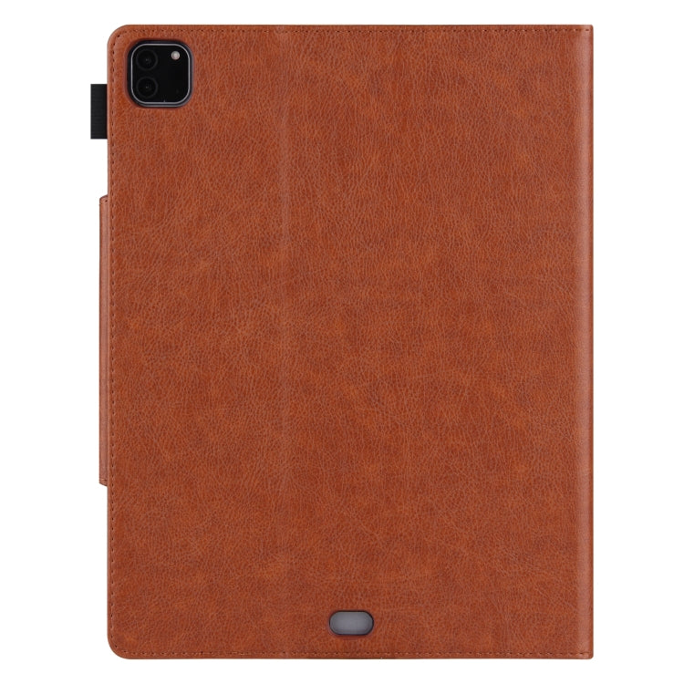 For iPad Pro 11 2024 Solid Color Metal Buckle Leather Smart Tablet Case(Brown)