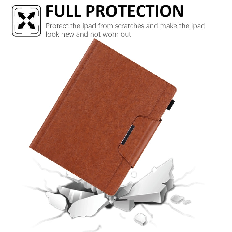 For iPad Pro 11 2024 Solid Color Metal Buckle Leather Smart Tablet Case(Brown)