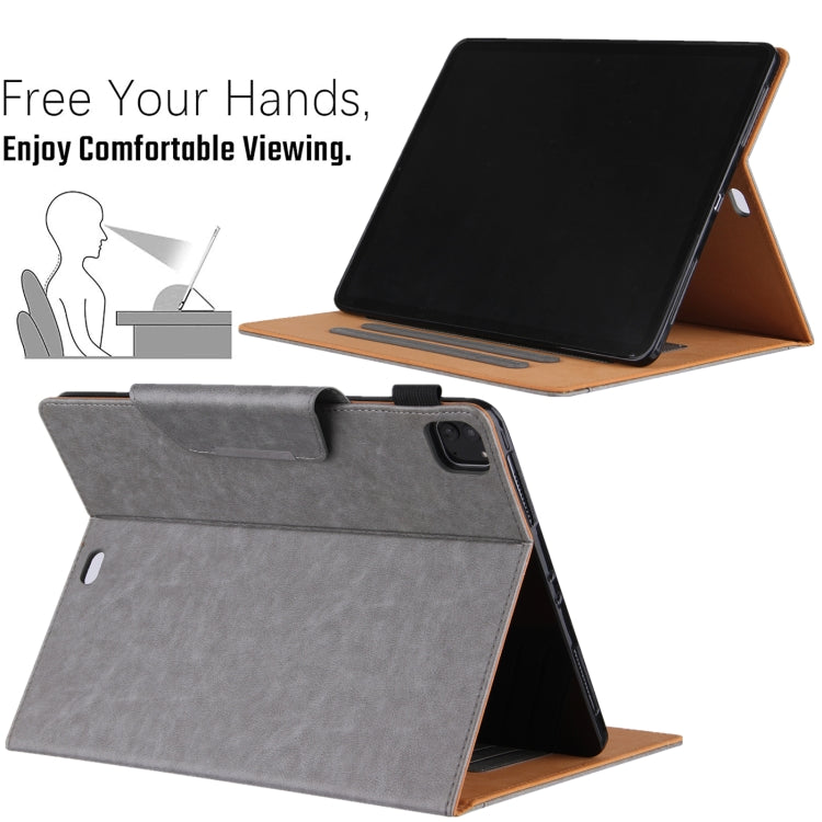 For iPad Pro 11 2024 Solid Color Metal Buckle Leather Smart Tablet Case(Grey)
