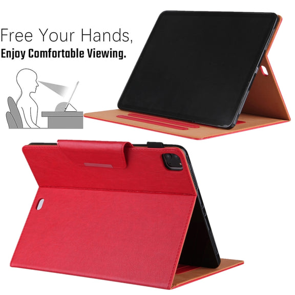 For iPad Pro 11 2024 Solid Color Metal Buckle Leather Smart Tablet Case(Red)
