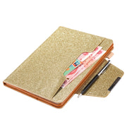 For iPad Pro 13 2024 Glitter Metal Buckle Leather Smart Tablet Case(Gold)