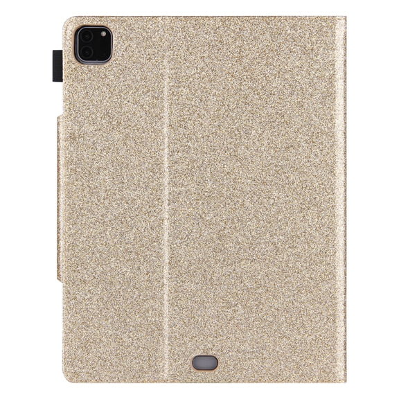 For iPad Pro 11 2024 Glitter Metal Buckle Leather Smart Tablet Case(Gold)