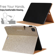 For iPad Pro 11 2024 Glitter Metal Buckle Leather Smart Tablet Case(Gold)
